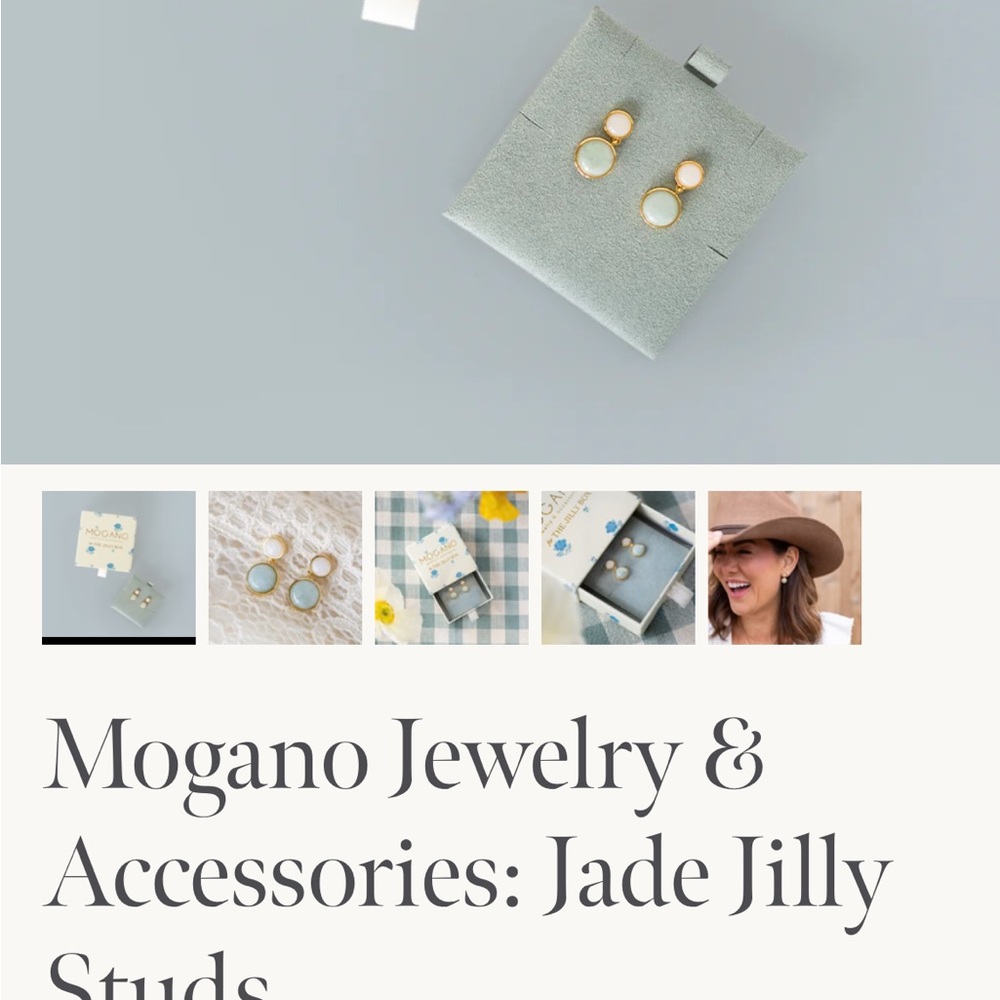 Jade Jilly Stud Earrings - Gold and White